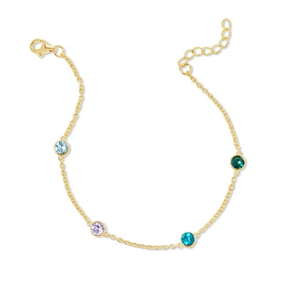 Evesaddiction Four Stone Floating Bezel Set Gold Birthstone Bracelet In Gold