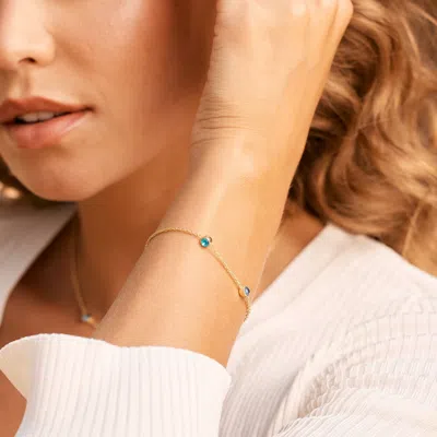 Evesaddiction Four Stone Floating Bezel Set Gold Birthstone Bracelet In Gold