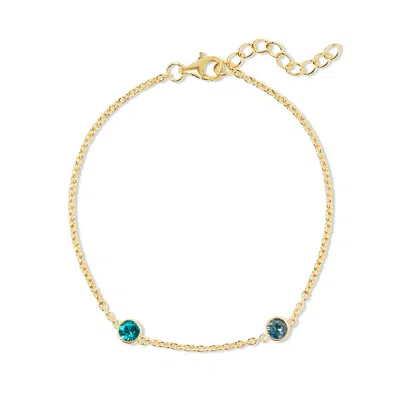 Evesaddiction Two Stone Floating Bezel Set Gold Birthstone Bracelet In Gold