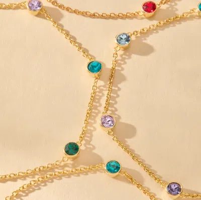 Evesaddiction Two Stone Floating Bezel Set Gold Birthstone Bracelet In Gold