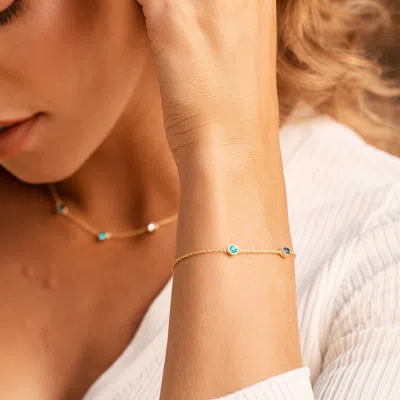 Evesaddiction Four Stone Floating Bezel Set Birthstone Bracelet In Silver