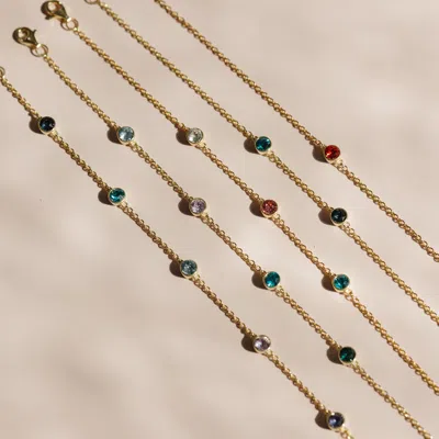 Evesaddiction Four Stone Floating Bezel Set Birthstone Bracelet In Silver