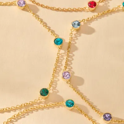 Evesaddiction Three Stone Floating Bezel Set Gold Birthstone Bracelet In Gold