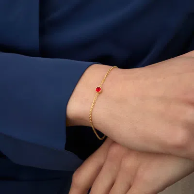 Evesaddiction Custom Floating Bezel Set Gold Birthstone Bracelet In Gold