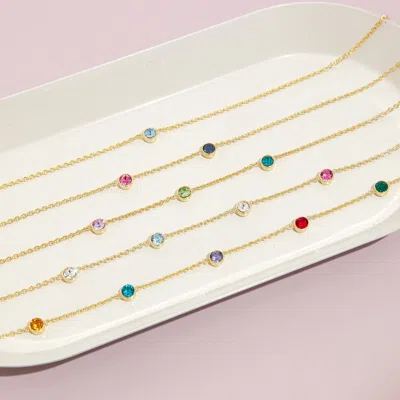 Evesaddiction Custom Floating Bezel Set Gold Birthstone Necklace In Gold