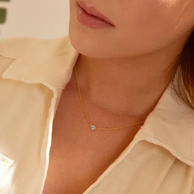 Evesaddiction Custom Floating Bezel Set Gold Birthstone Necklace In Gold