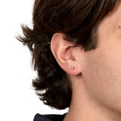 Evesaddiction Stainless Steel Lightning Bolt Stud Earrings In Silver