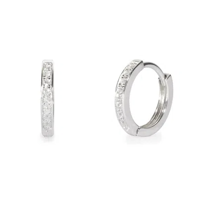 Evesaddiction Sterling Silver Petite Cz Huggie Earrings In Silver