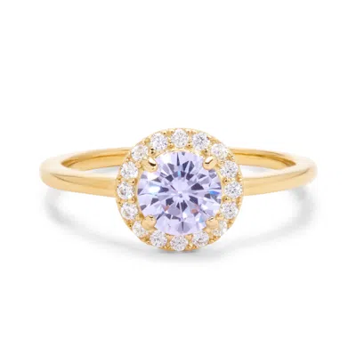 Evesaddiction Custom Gold Birthstone Cz Halo Ring In Gold