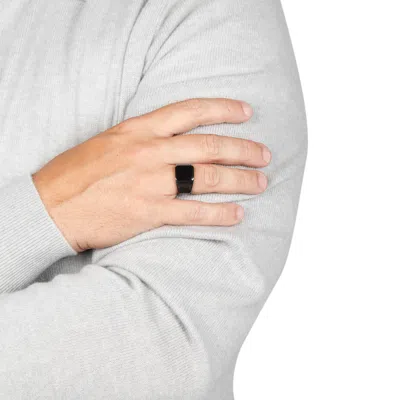 Evesaddiction Men's Black Stainless Steel Signet Ring In Black