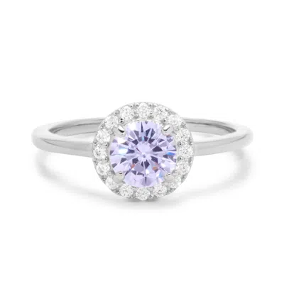 Evesaddiction Custom Birthstone Cz Halo Ring In Silver