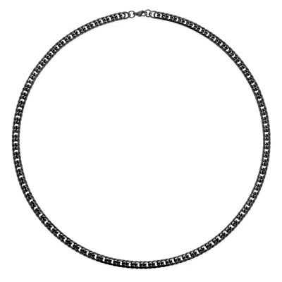 Evesaddiction Men's Black Stainless Steel Double Curb Chain Necklace In Black