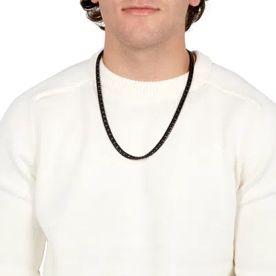 Evesaddiction Men's Black Stainless Steel Double Curb Chain Necklace In Black