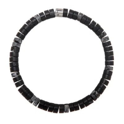 Evesaddiction Men's Black Spectrolite And Agate Bead Bracelet In Black
