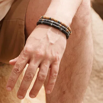 Evesaddiction Men's Black Spectrolite And Agate Bead Bracelet In Black