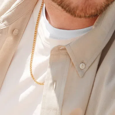 Evesaddiction Men's Gold Plated Stainless Steel Spiga Chain Necklace In Gold