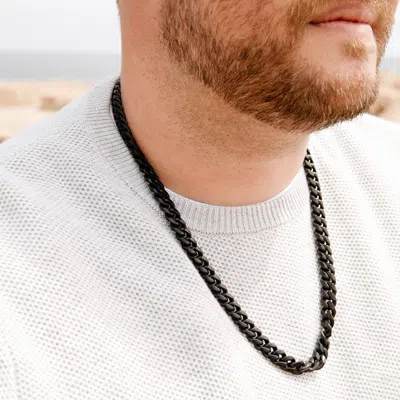 Evesaddiction Men's Black Stainless Steel Chunky Curb Chain Necklace In Black