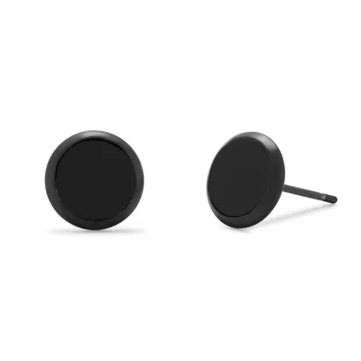 Evesaddiction Men's Black Stainless Steel Stud Earrings In Black