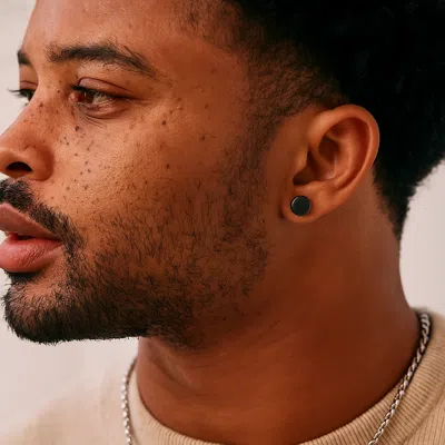 Evesaddiction Men's Black Stainless Steel Stud Earrings In Black