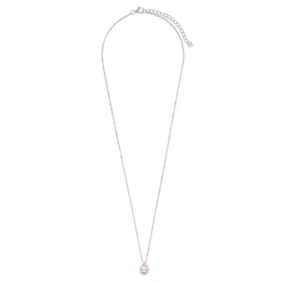 Evesaddiction Sterling Silver June Pear Cut Bezel Birthstone Necklace In Pink