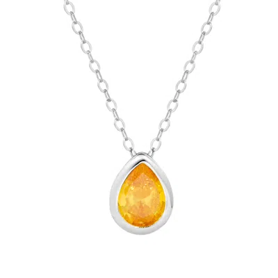 Evesaddiction Sterling Silver November Pear Cut Bezel Birthstone Necklace In Yellow