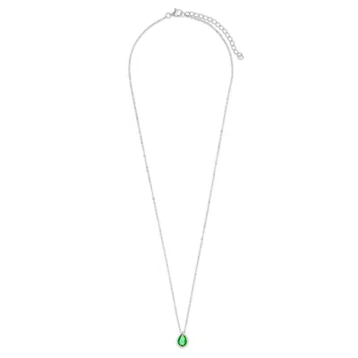 Evesaddiction Sterling Silver August Pear Cut Bezel Birthstone Necklace In Green