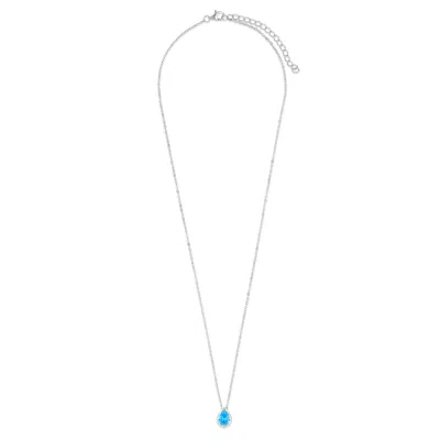 Evesaddiction Sterling Silver December Pear Cut Bezel Birthstone Necklace In Blue