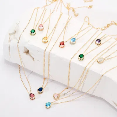 Evesaddiction Gold Plated February Pear Cut Bezel Birthstone Necklace In Purple