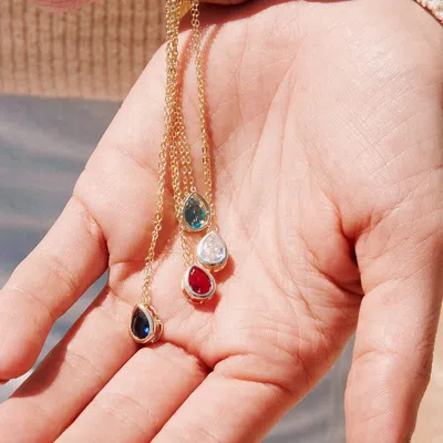 Evesaddiction Gold Plated February Pear Cut Bezel Birthstone Necklace In Purple