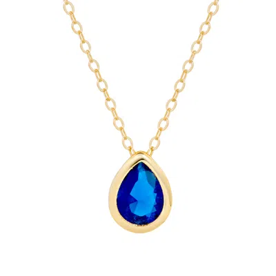 Evesaddiction Gold Plated September Pear Cut Bezel Birthstone Necklace In Blue