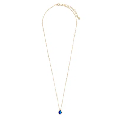 Evesaddiction Gold Plated September Pear Cut Bezel Birthstone Necklace In Blue
