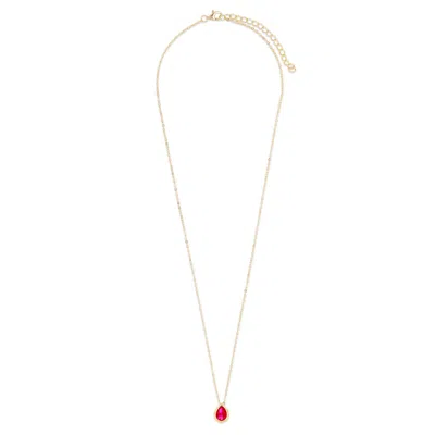 Evesaddiction Gold Plated July Pear Cut Bezel Birthstone Necklace In Gold