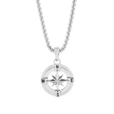 Evesaddiction Men's Stainless Steel Compass Pendant In Metallic