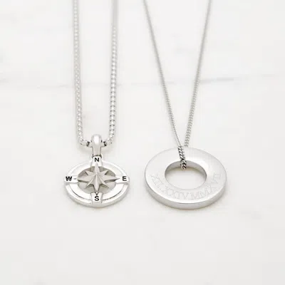 Evesaddiction Men's Stainless Steel Compass Pendant In Metallic