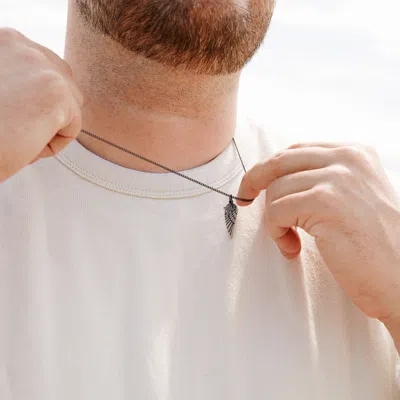 Evesaddiction Men's Stainless Steel Antiqued Wing And Cross Charm Pendant In Metallic