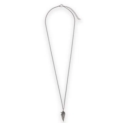 Evesaddiction Men's Stainless Steel Antiqued Wing And Cross Charm Pendant In Metallic