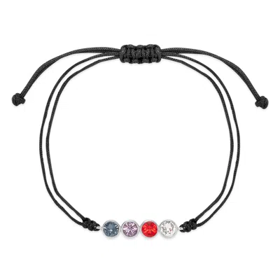 Evesaddiction Custom Bezel Set Birthstone String Bolo Bracelet - Silver / 4 In Multi