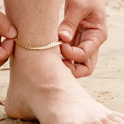 Evesaddiction Men's Gold Plated Cuban Chain Anklet In Gold