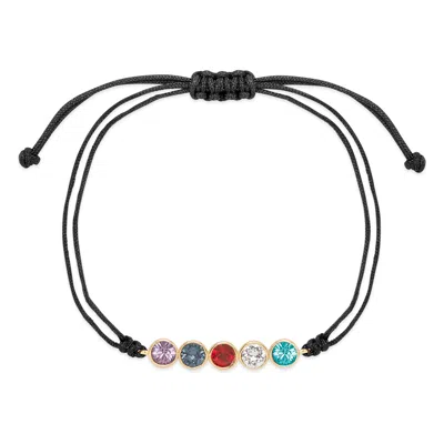 Evesaddiction Custom Bezel Set Birthstone String Bolo Bracelet - Gold / 5 In Black
