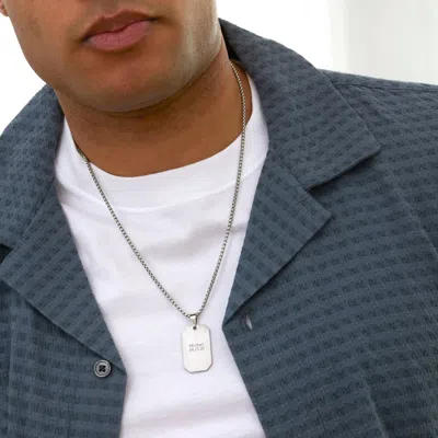 Evesaddiction Men's Engravable Rectangle Stainless Steel Dog Tag Pendant In Metallic
