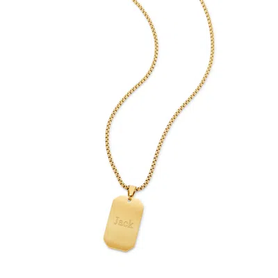 Evesaddiction Men's Rectangle Engravable Gold Plated Stainless Steel Dog Tag Pendant In Gold