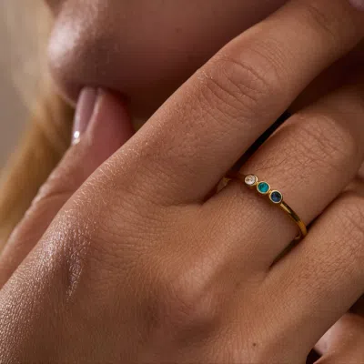 Evesaddiction 3 Stone Silver Bezel Set Birthstone Ring In Silver