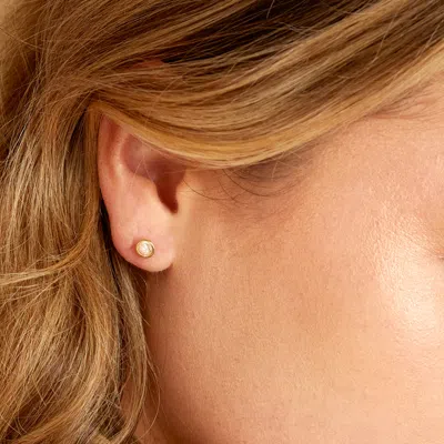 Evesaddiction 14k Gold Round Bezel Cz 5mm Stud Earrings In Gold