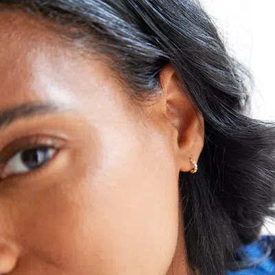 Evesaddiction 14k Gold Half Cz Hoop Earrings In Gold