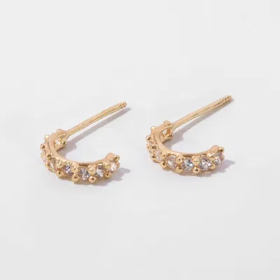 Evesaddiction 14k Gold Half Cz Hoop Earrings In Gold