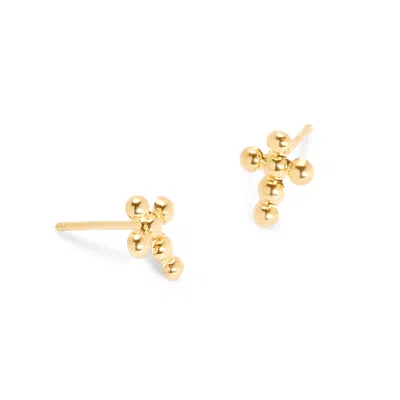 Evesaddiction 14k Gold Cross Stud Earrings In Gold