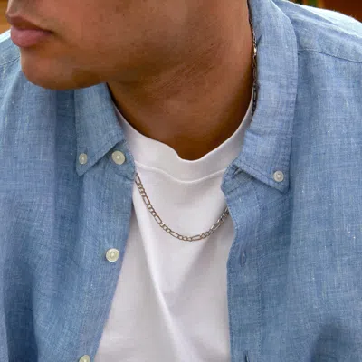 Evesaddiction Men's Sterling Silver Figaro Chain Necklace In Silver