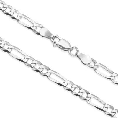 Evesaddiction Men's Sterling Silver Figaro Chain Necklace In Silver