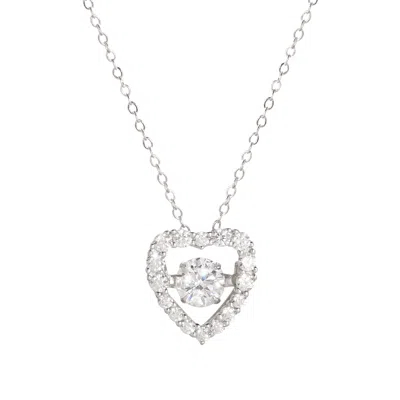 Evesaddiction Floating Cz Heart Silver Pendant In Silver
