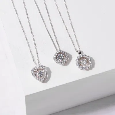 Evesaddiction Floating Cz Heart Silver Pendant In Silver